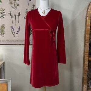 Vintage Y2k Red Velvet Babydoll Dress Romantic Vampire Gothic Romantic Goth XS